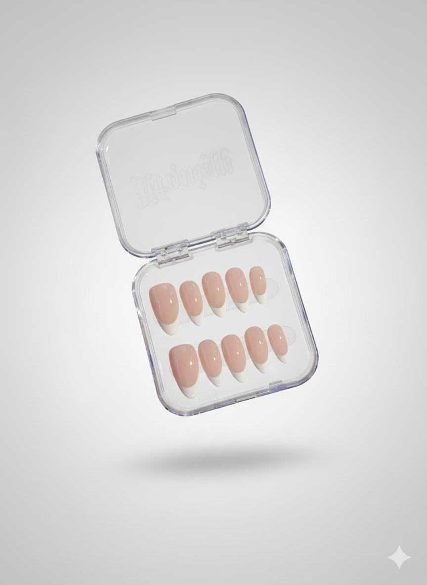 Oval white french tip press on