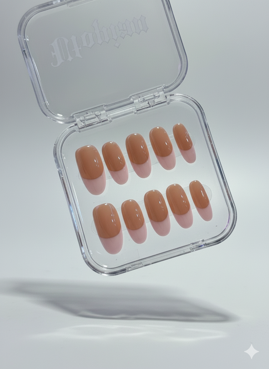 baby pink french tip pres on nail