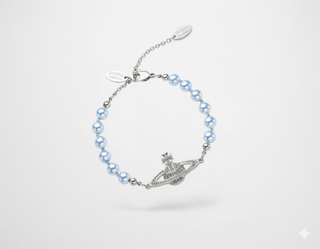 V west Mini Bas Relief Pearl Bracelet