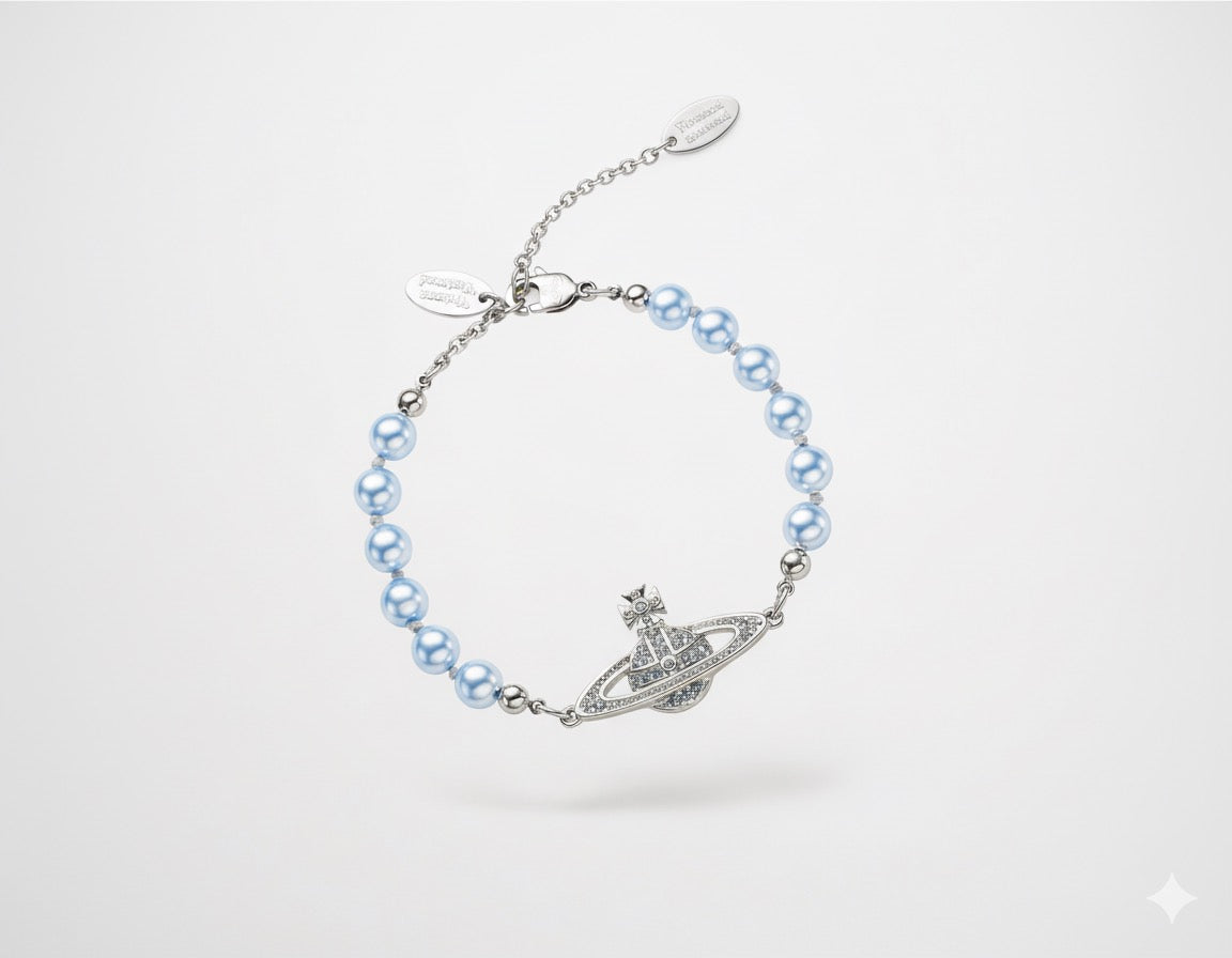 V west Mini Bas Relief Pearl Bracelet